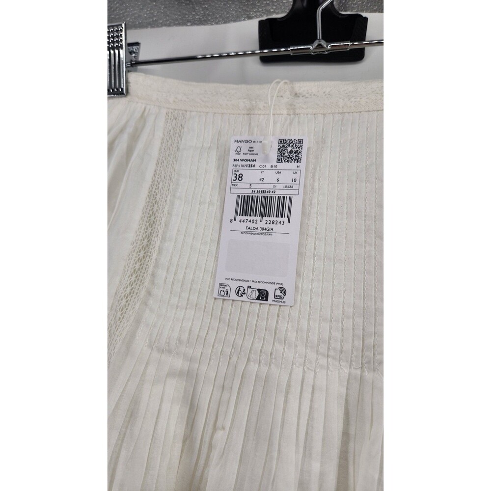 Mango MNG Womens Size 6 White Lace 100% Cotton Skirt NWT - Picture 8 of 11